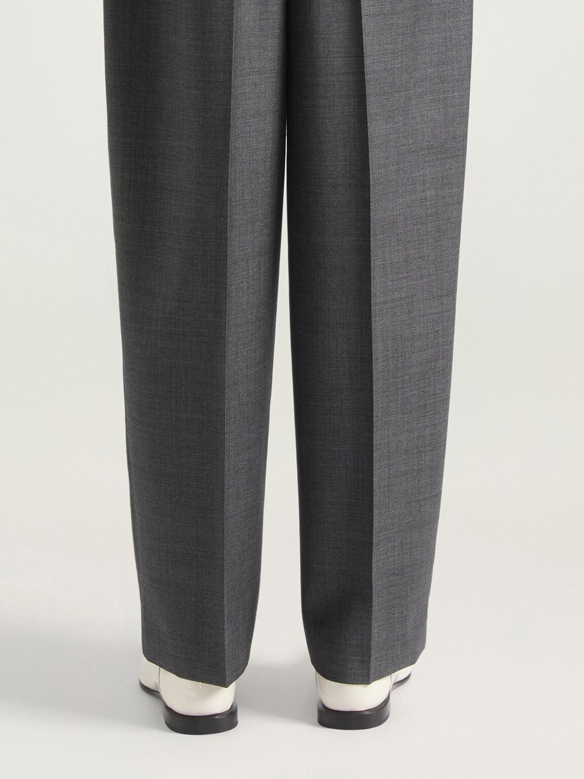 Pantalon à doubles pinces élastiqué en laine - Grey Mix