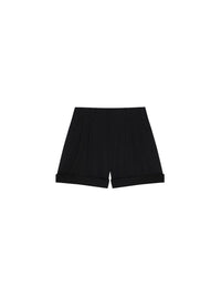 Wool shorts with double pleats - Black