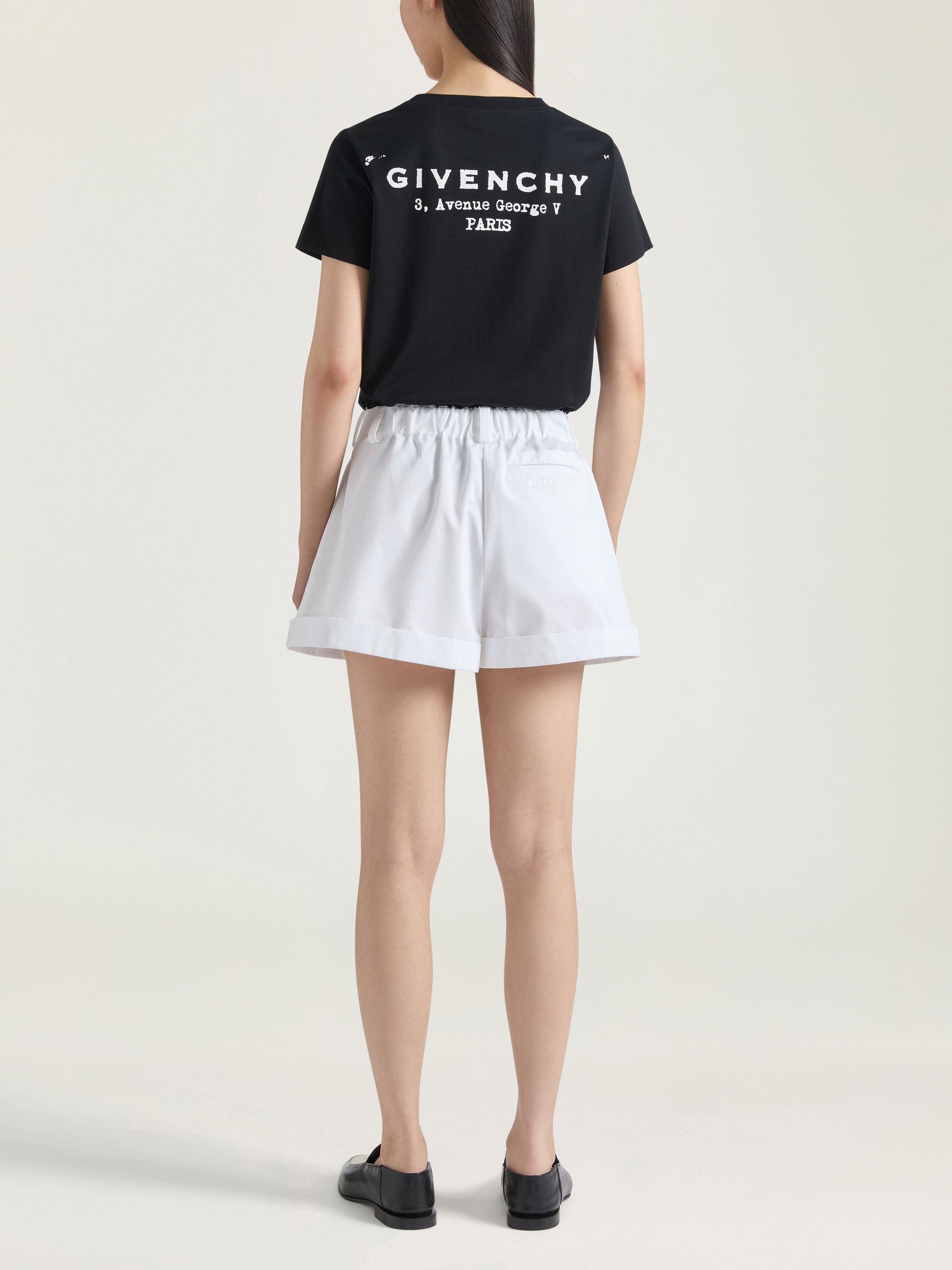 Short à doubles pinces en laine - White