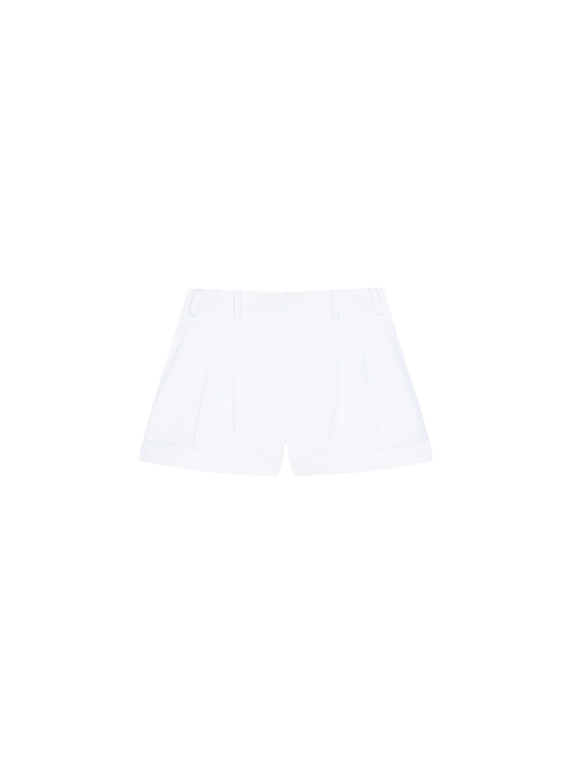 Short à doubles pinces en laine - White