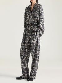 Elasticated silk trousers with double pleats - Multicoloured