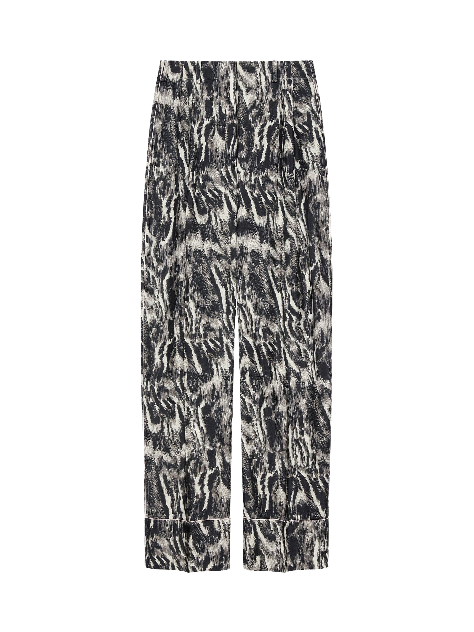 Elasticated silk trousers with double pleats - Multicoloured