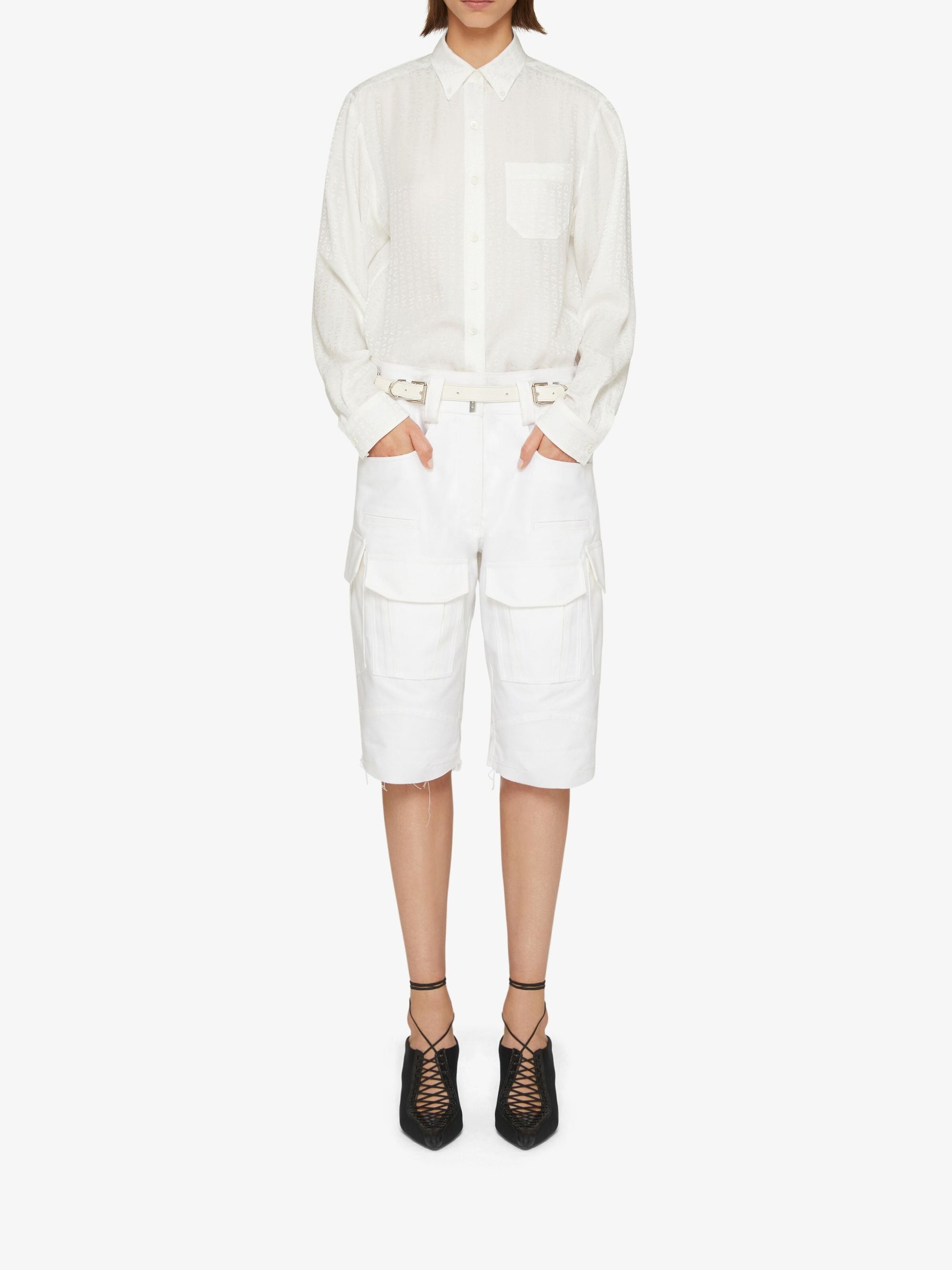 Chemise coupe régulière en cuir - White