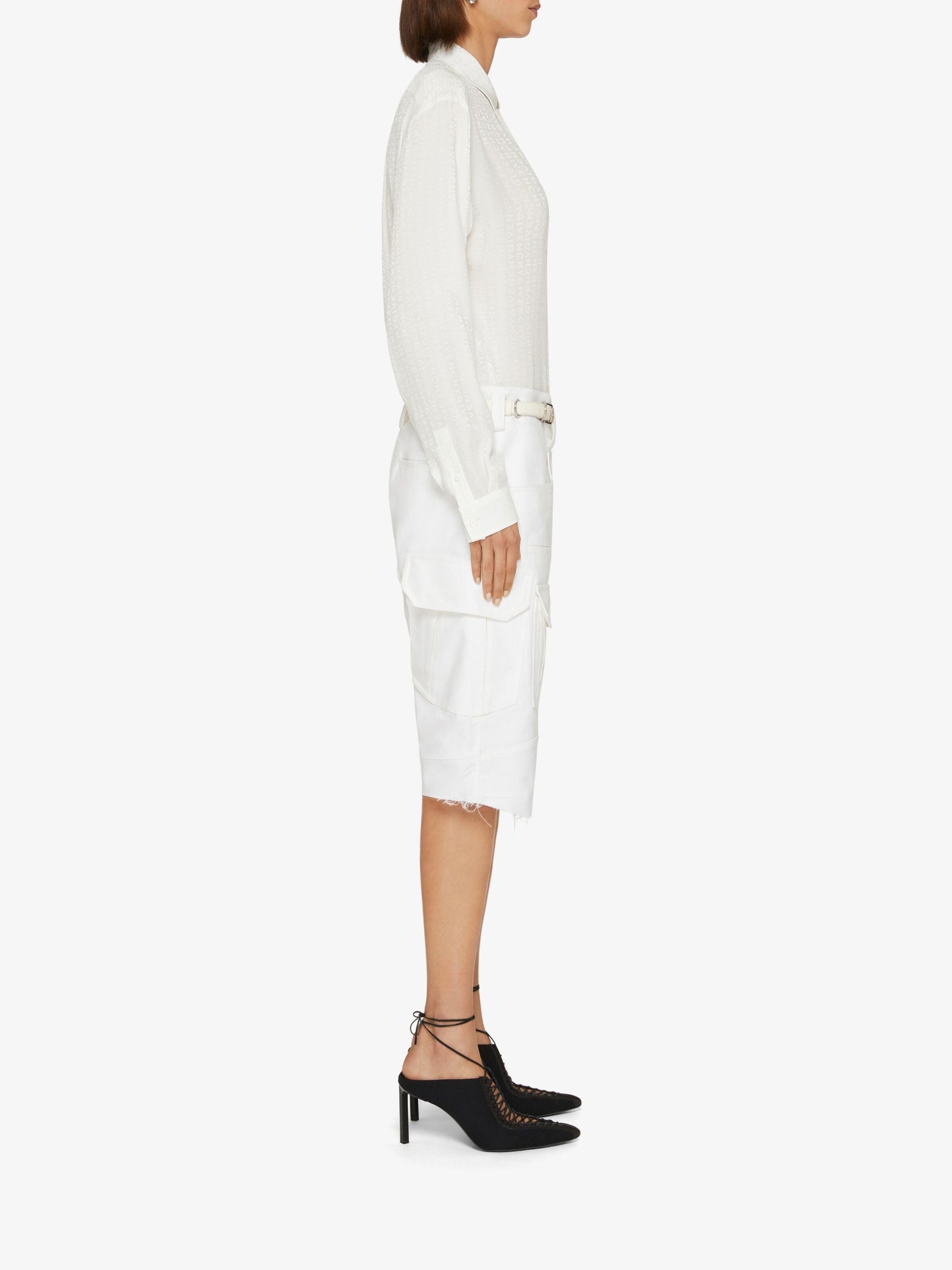 Chemise coupe régulière en cuir - White