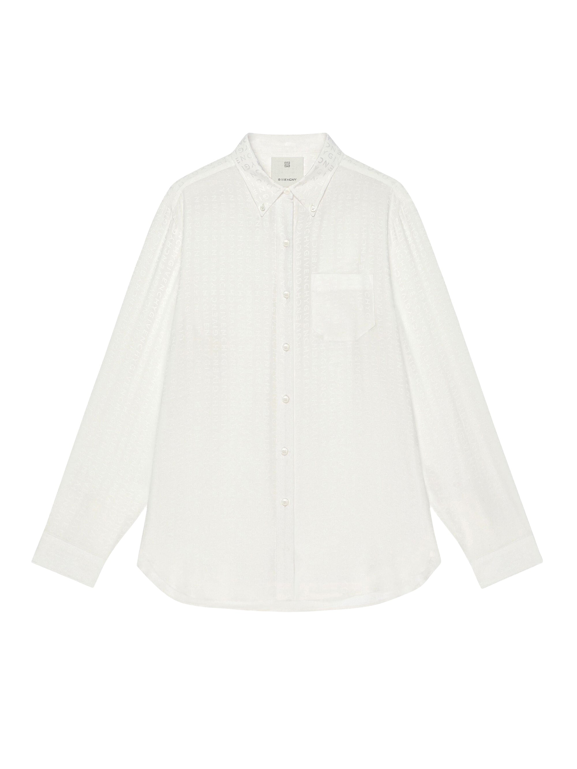 Chemise coupe régulière en jacquard de soie - White