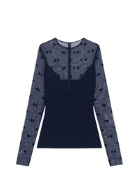 Top manches longues en tulle 4G - Dark Navy