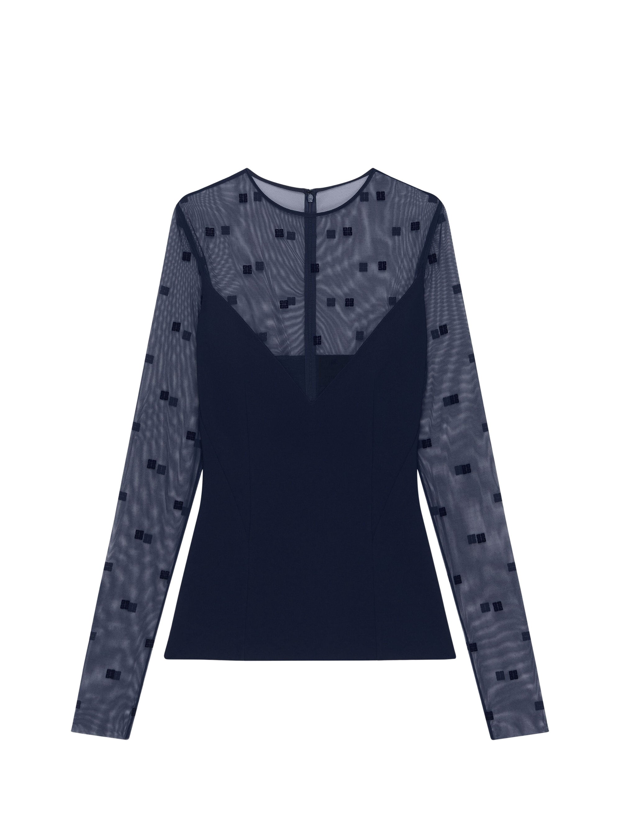 Top manches longues en tulle 4G - Dark Navy
