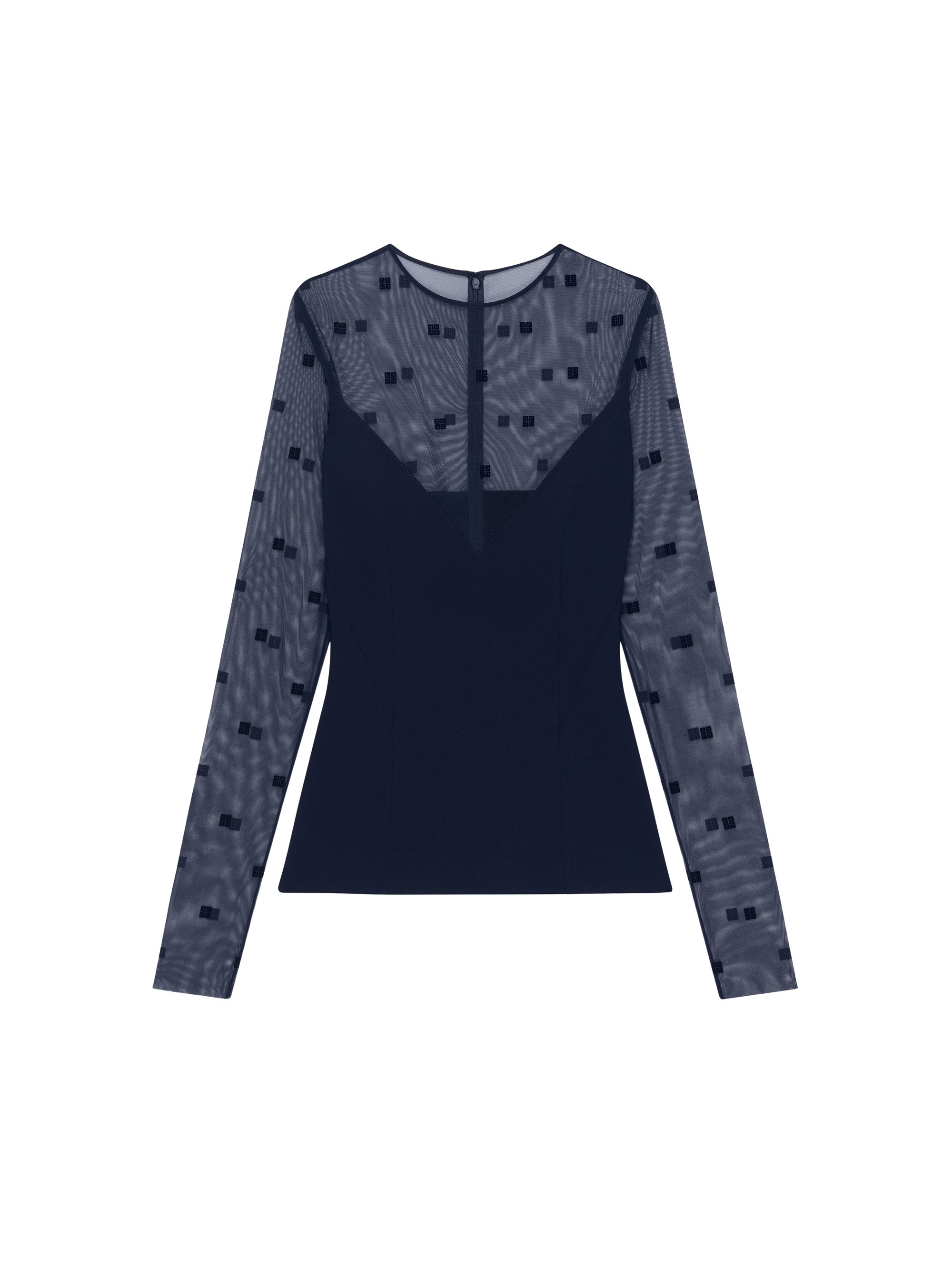 Top manches longues en tulle 4G - Dark Navy