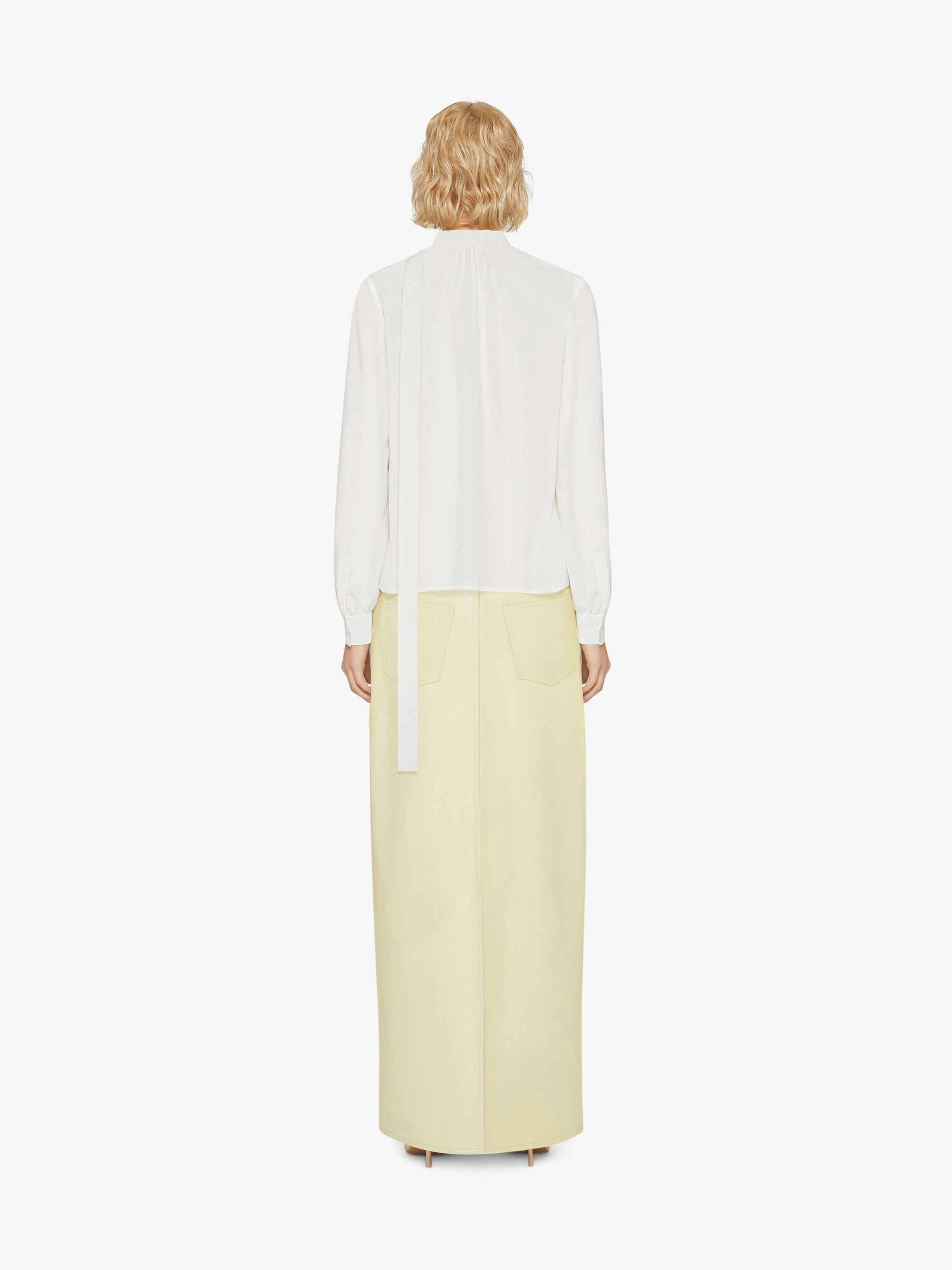 Blouse 4G avec lavallière en soie - Blanc
