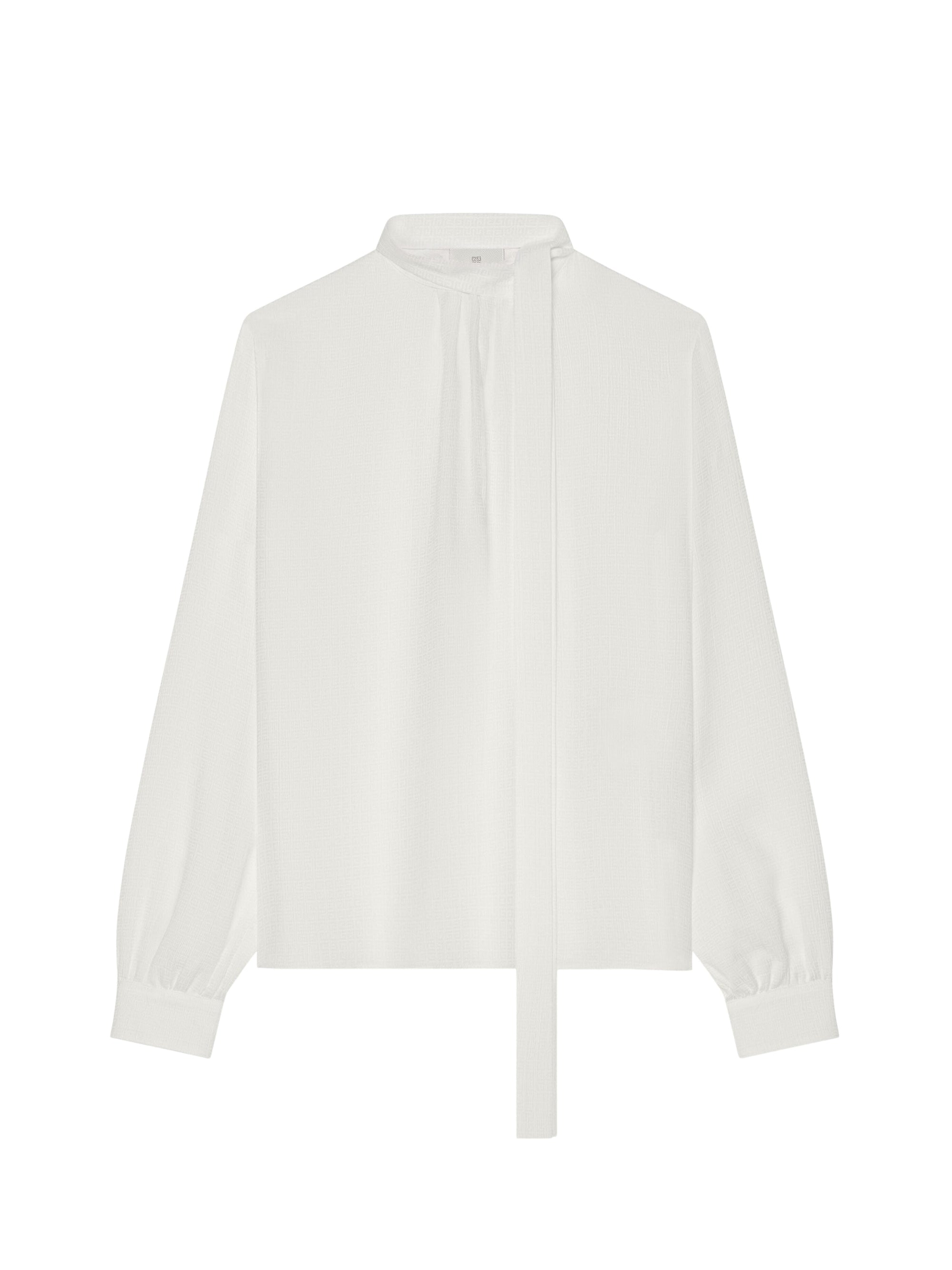 Blouse 4G avec lavallière en soie - Blanc