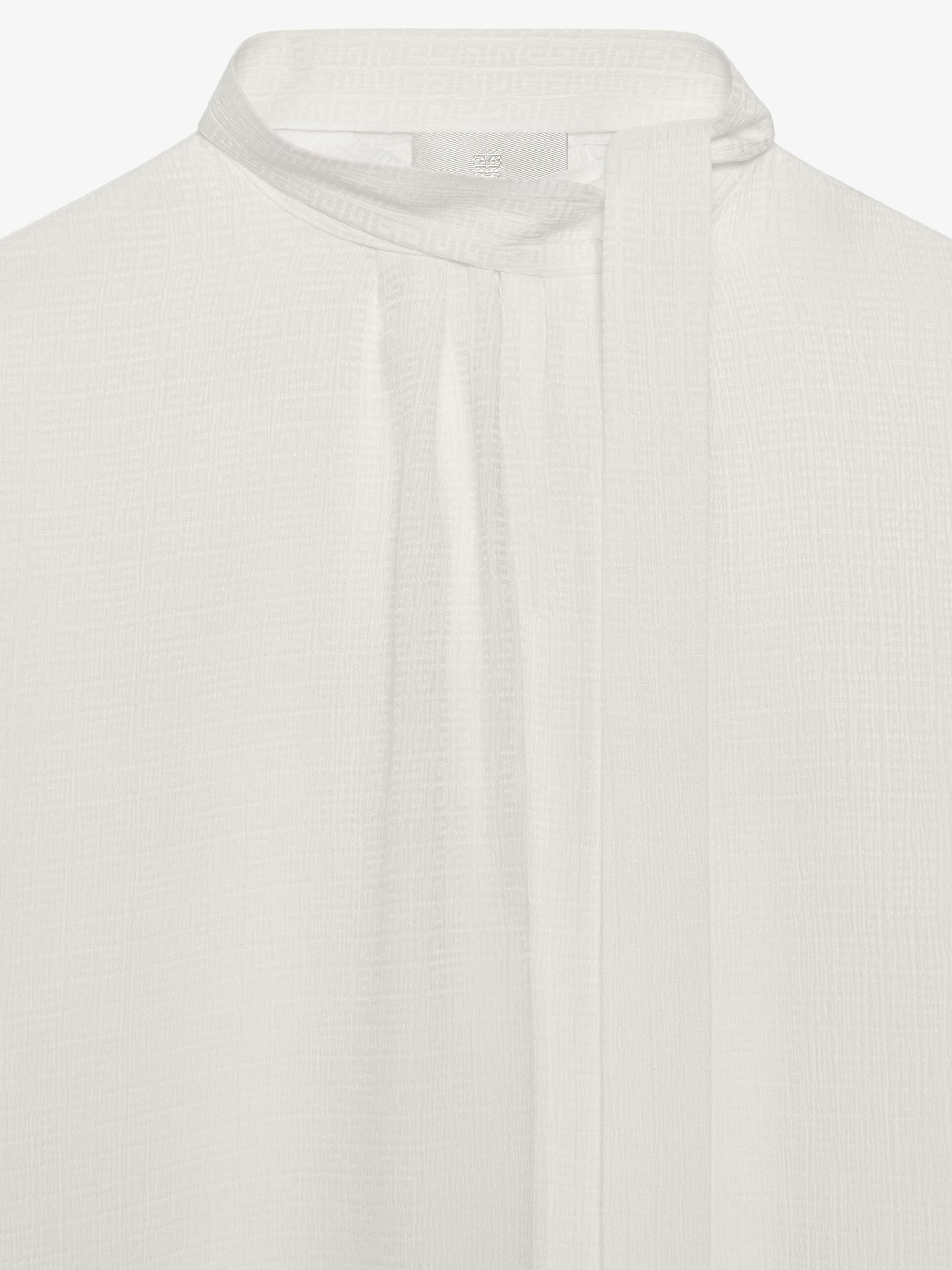 Blouse 4G avec lavallière en soie - Blanc