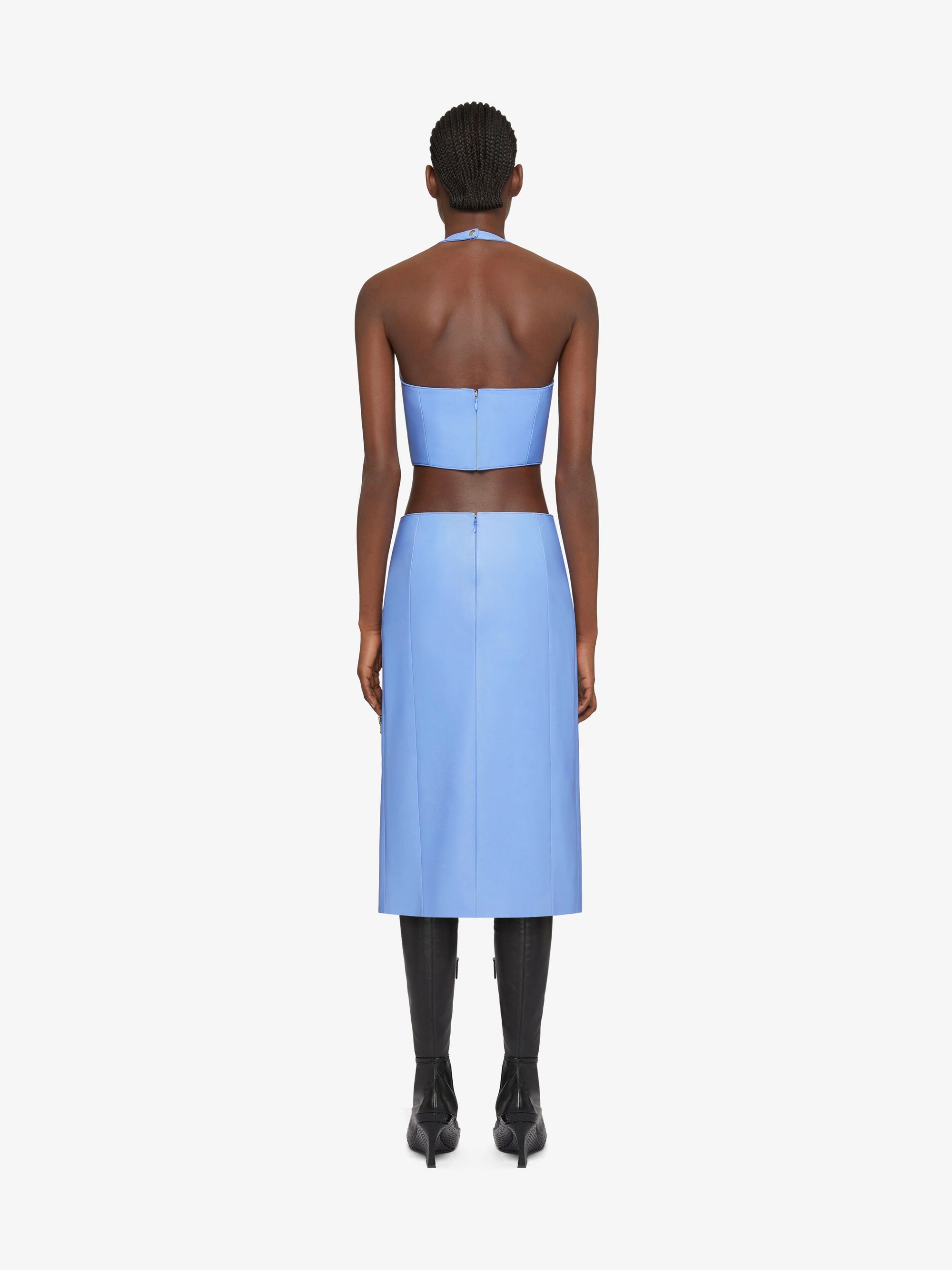 Top cropped en cuir avec pierres brodées - Cornflower
