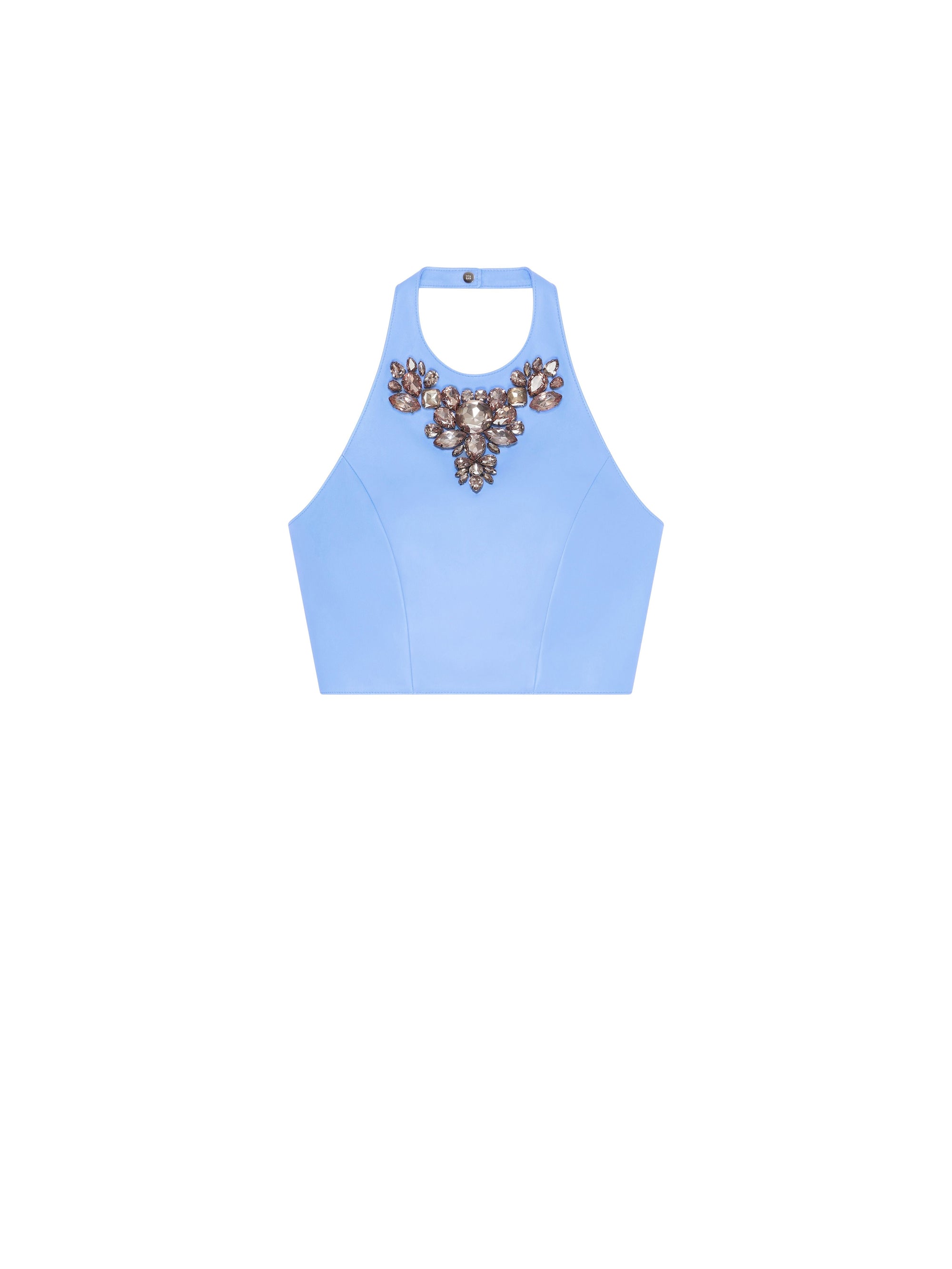 Top cropped en cuir avec pierres brodées - Cornflower