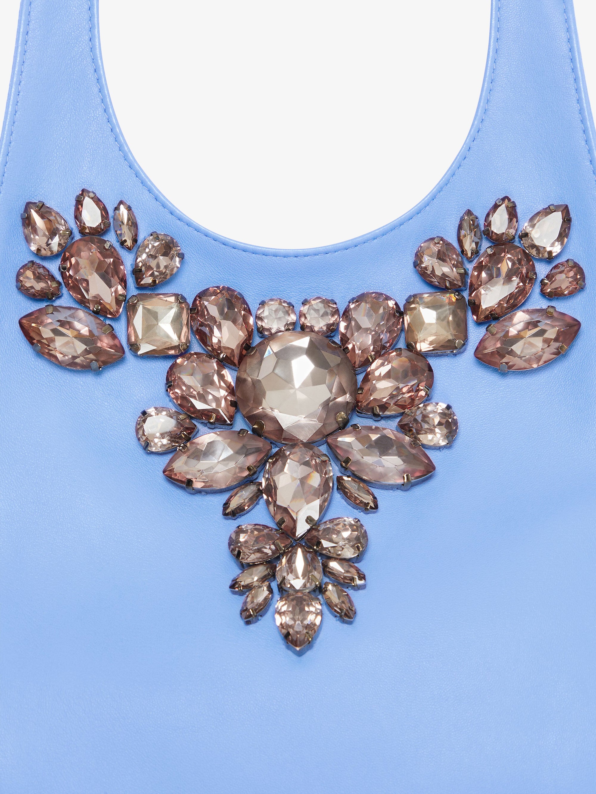 Top cropped en cuir avec pierres brodées - Cornflower