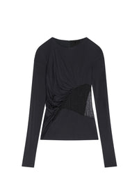 Top manches courtes en dentelle 4G - Black