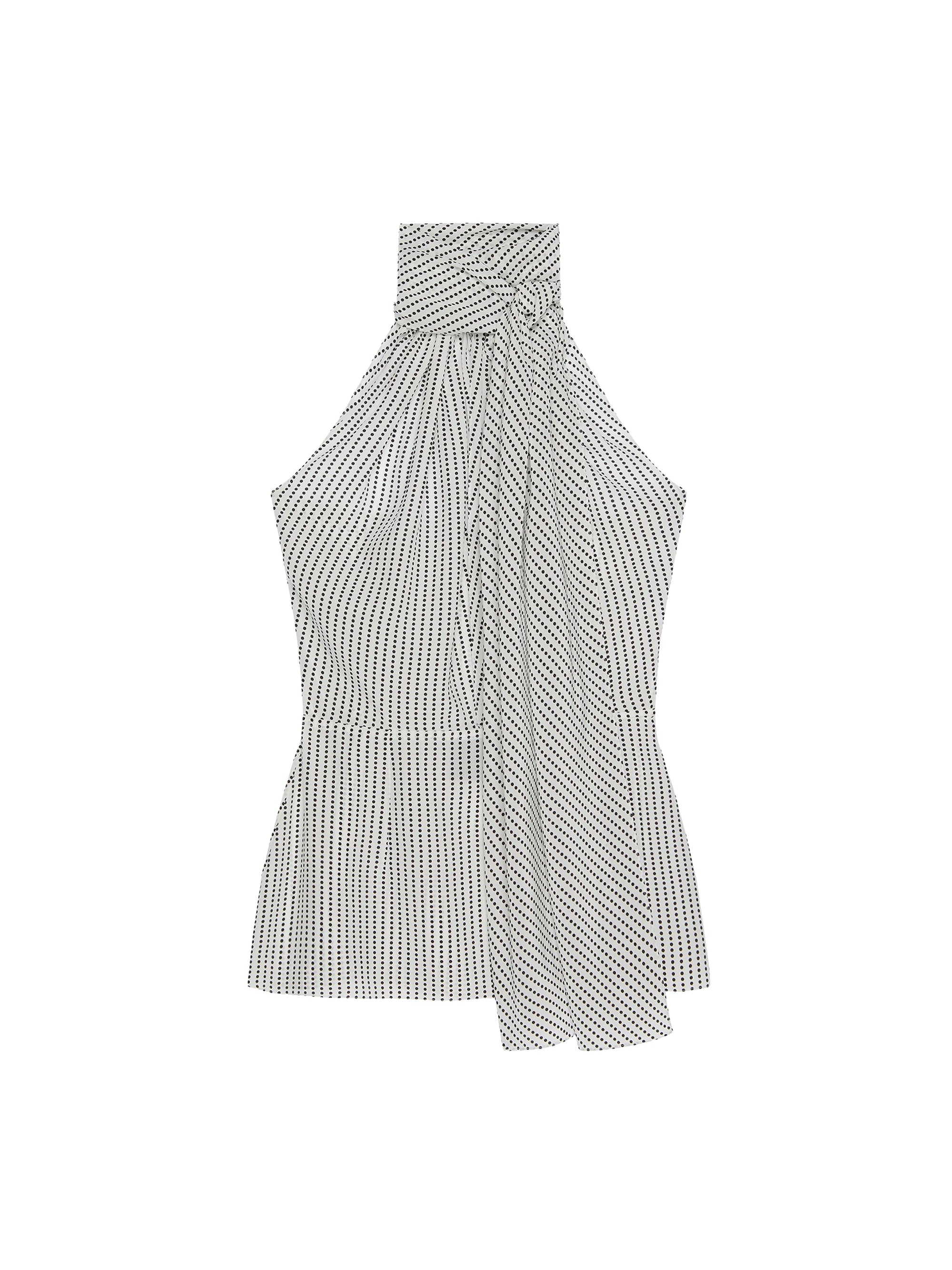 Top à col noué en soie - Ecru & Black