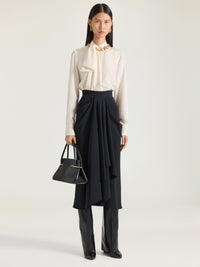 DRAPED BOW BLOUSE