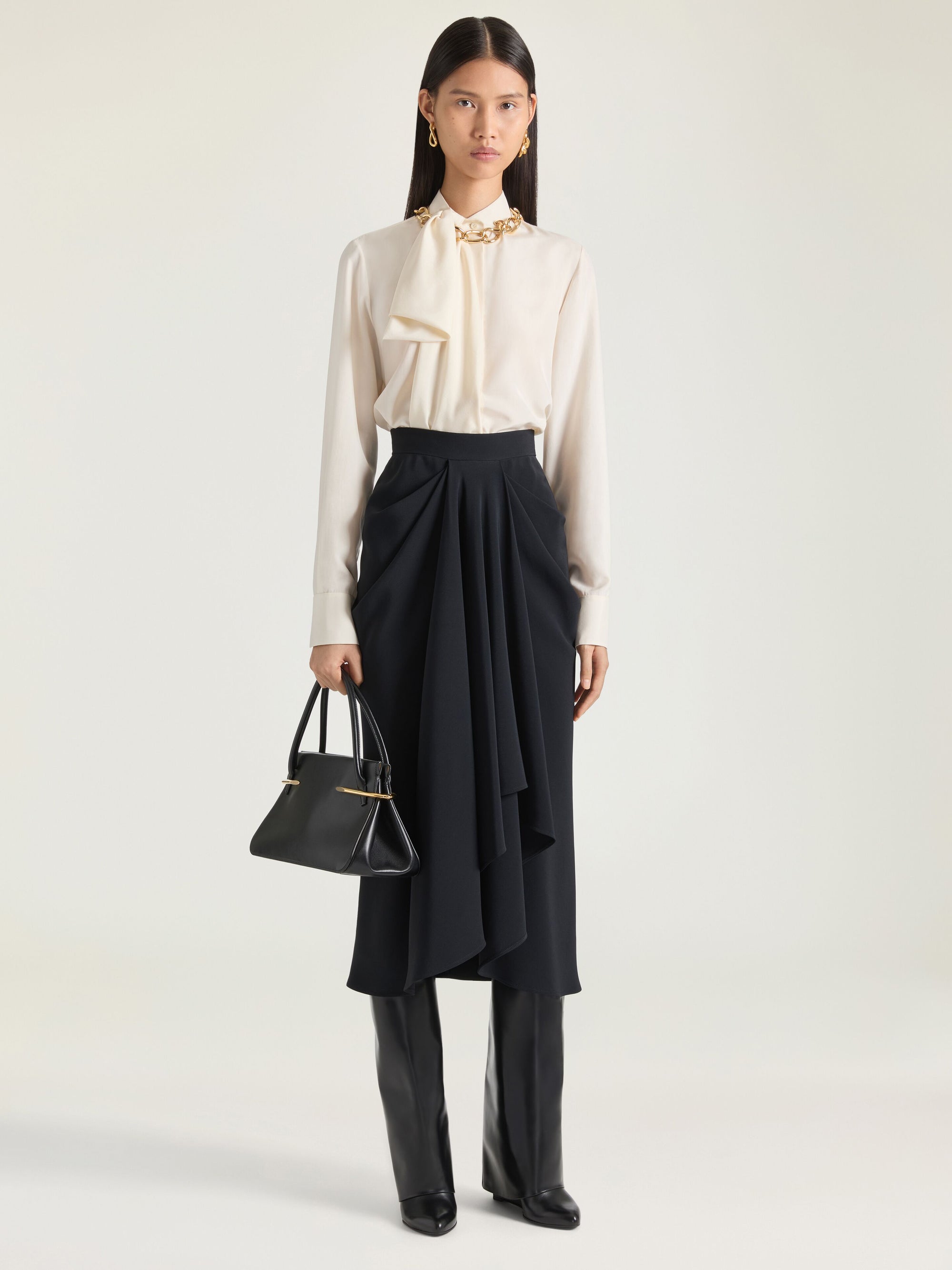 DRAPED BOW BLOUSE