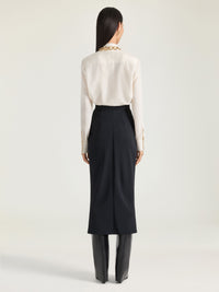 DRAPED BOW BLOUSE