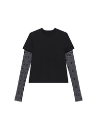 T-shirt manches longues en tulle 4G - Black