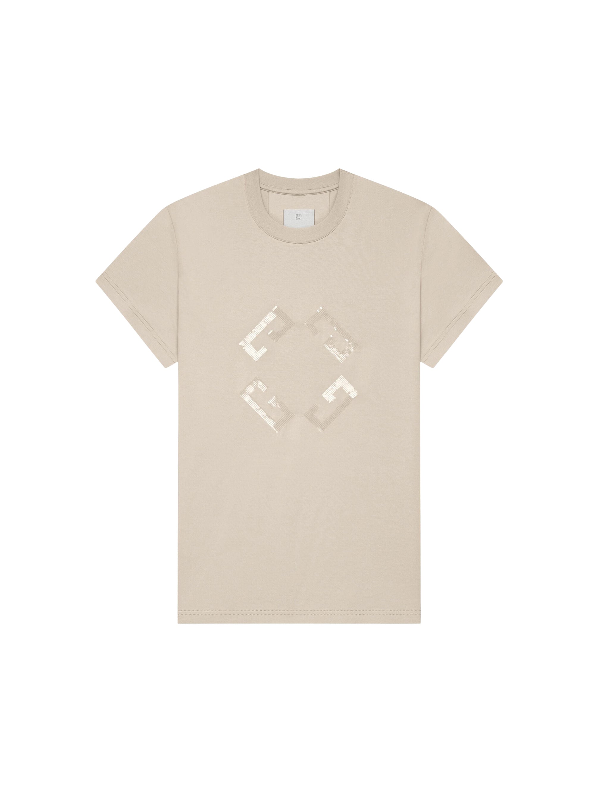 T-shirt monogramme 72 et sequins - Pumice Beige