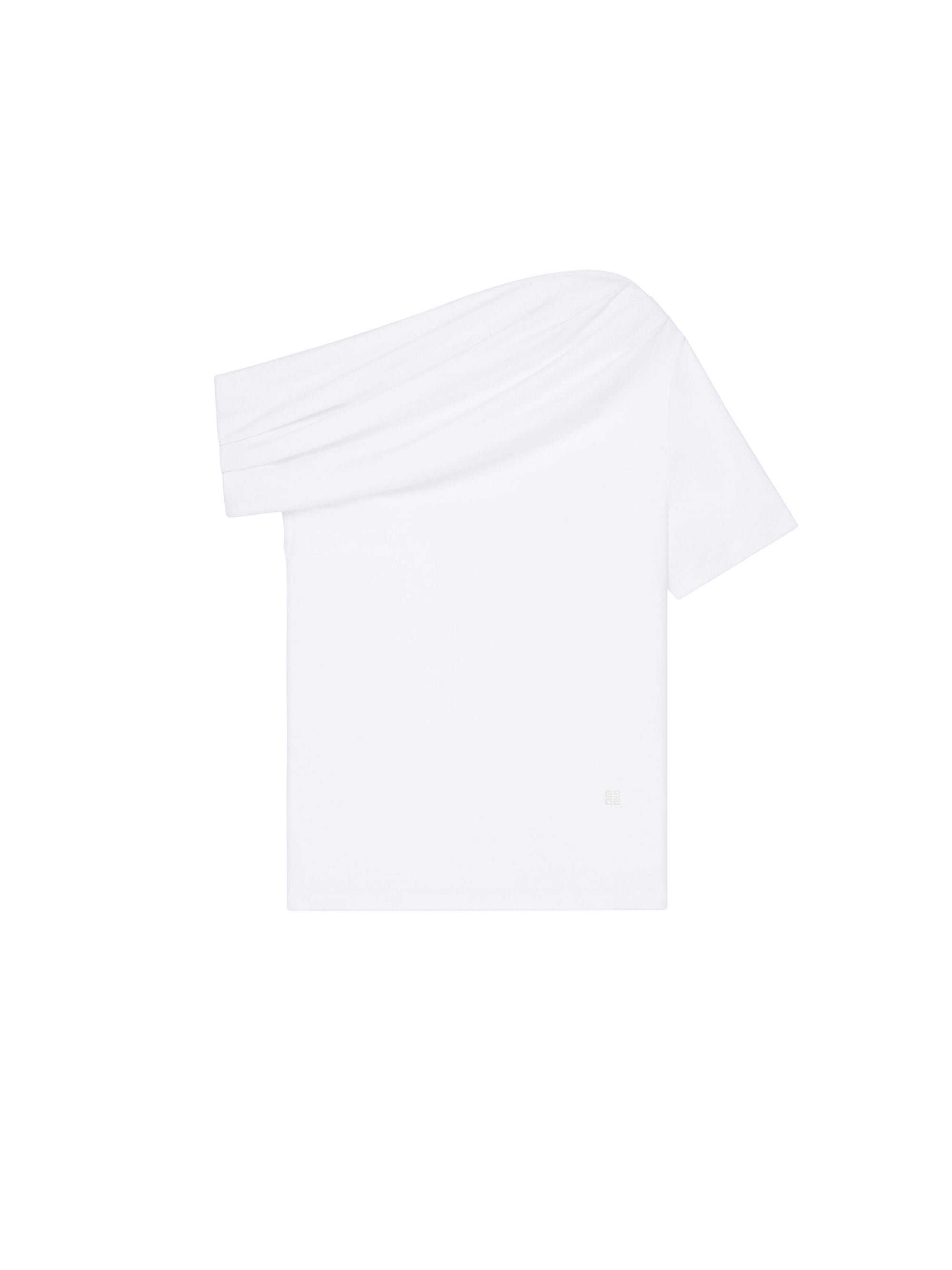 T-shirt drapé à encolure asymétrique - White