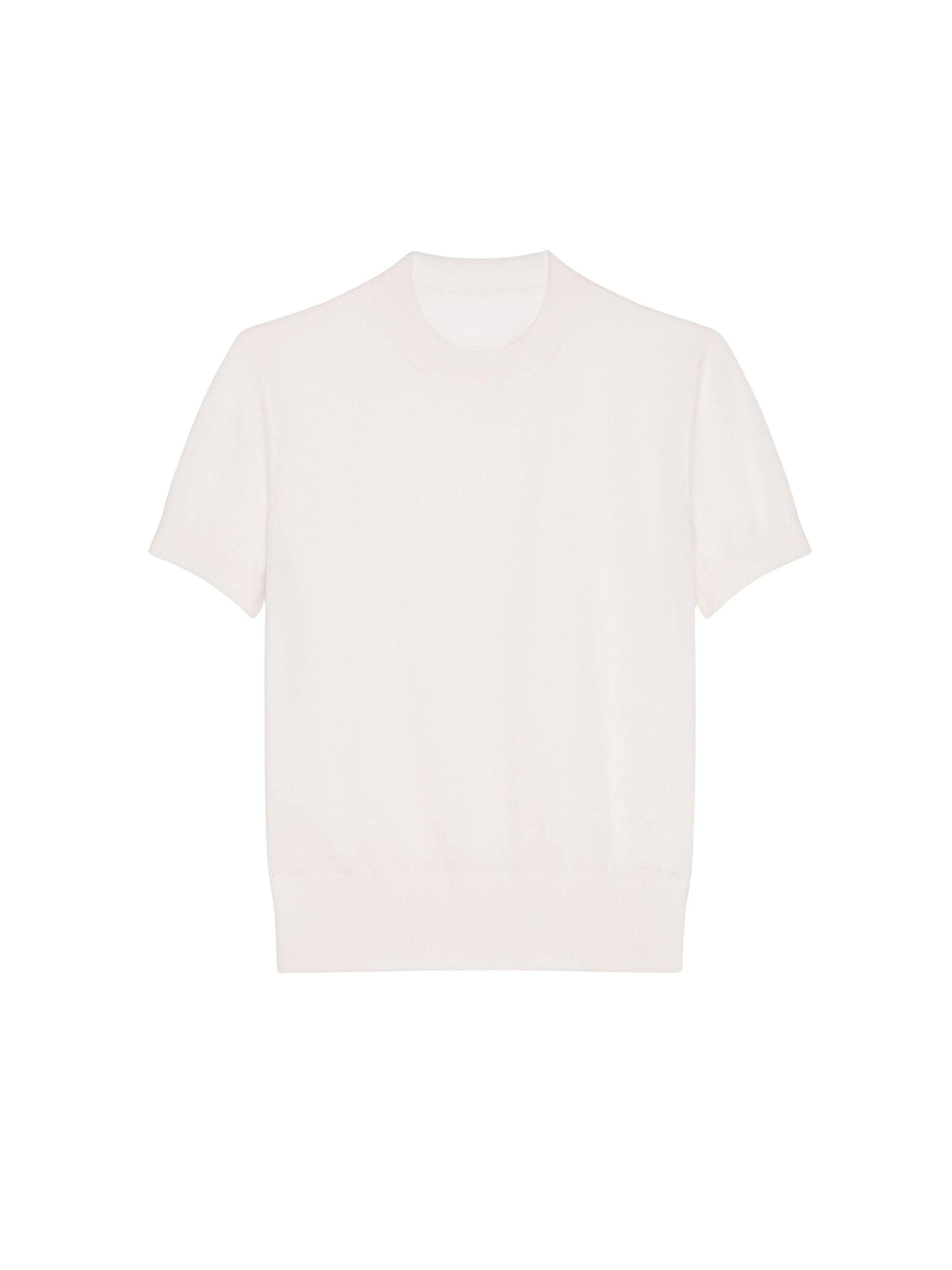 Short-sleeved cashmere jumper – Ecru