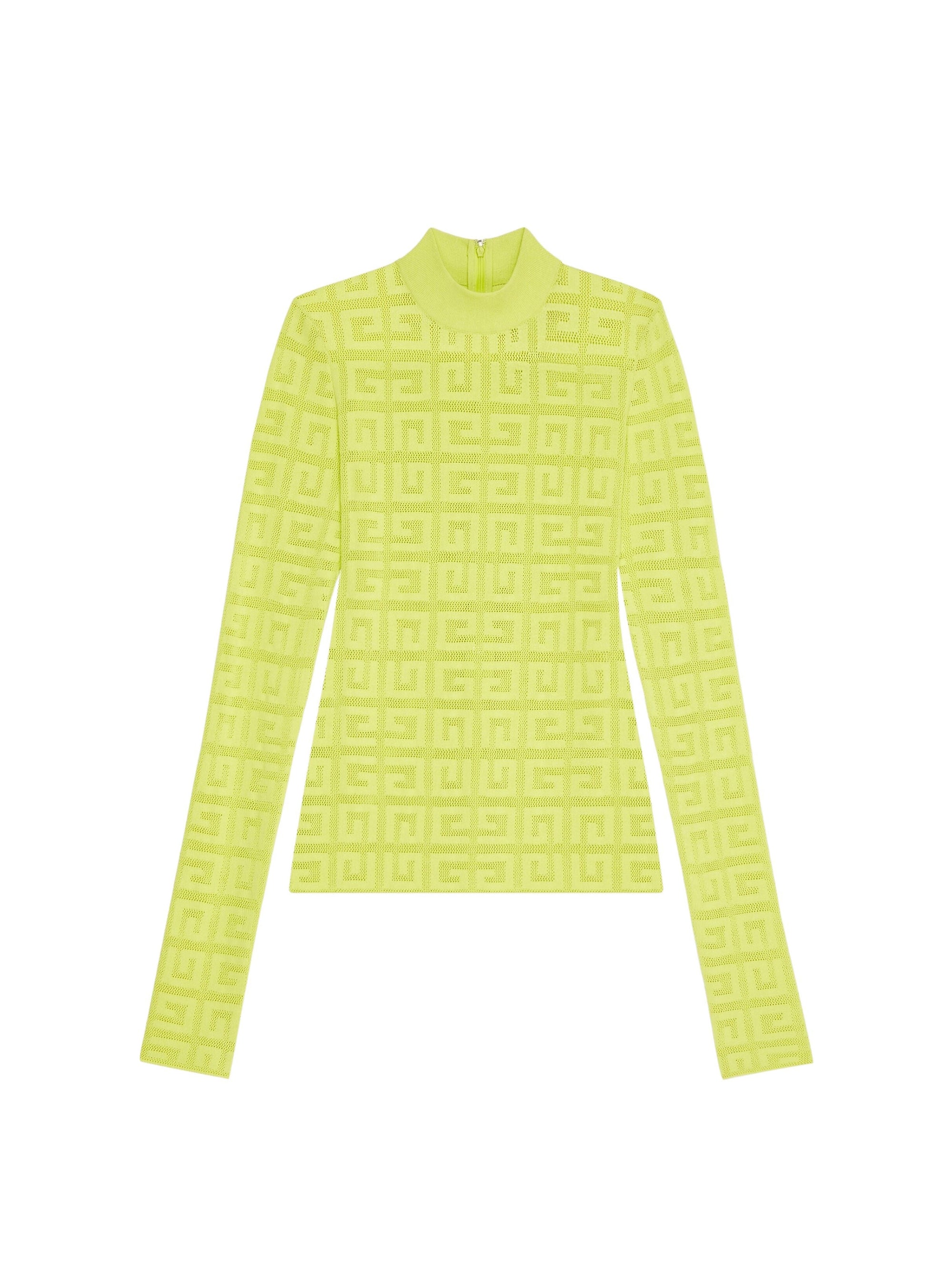 Stretch Jacquard Sweater - Fluo Yellow
