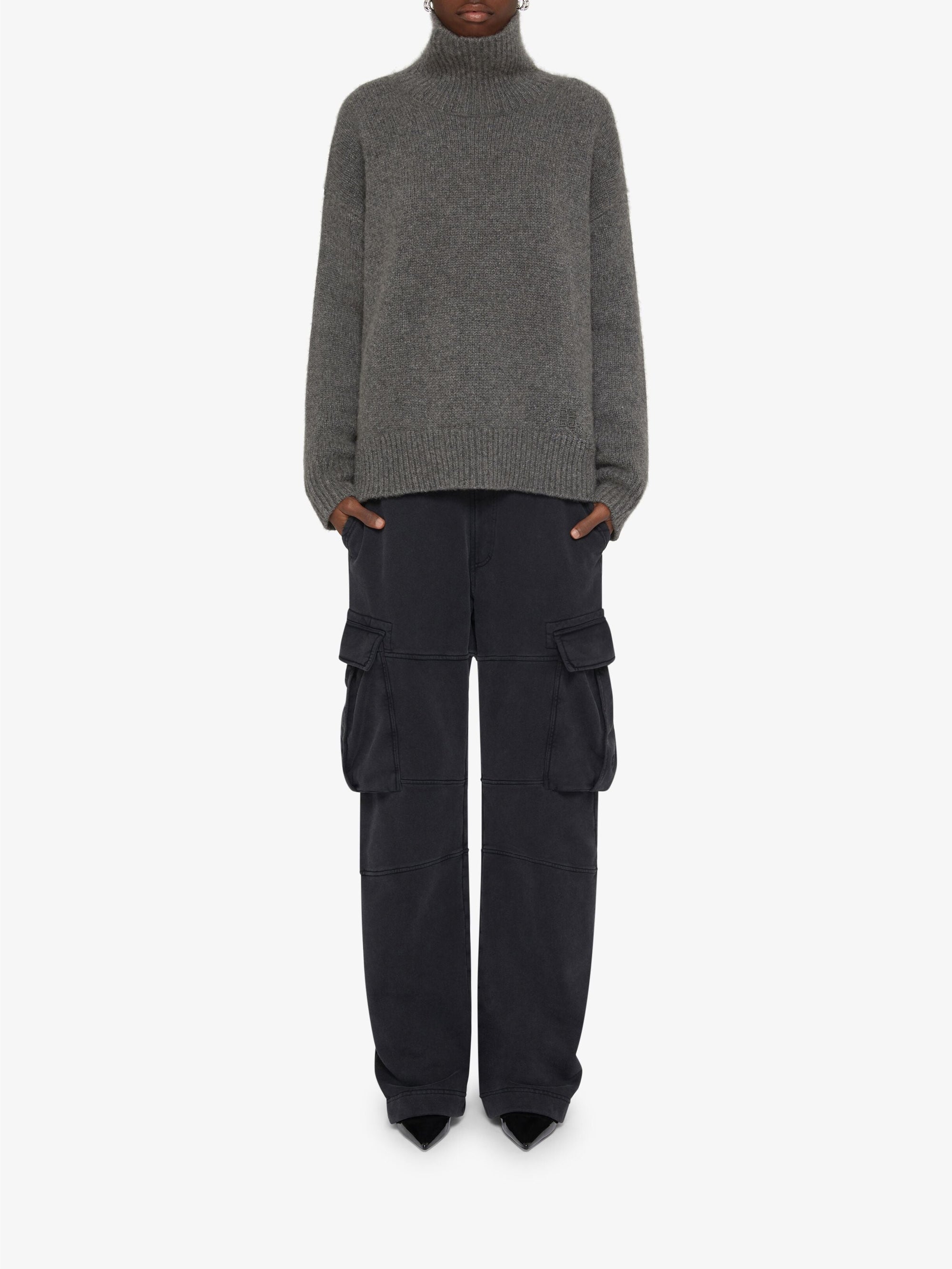 Pull à col roulé en cachemire - Gris Melange