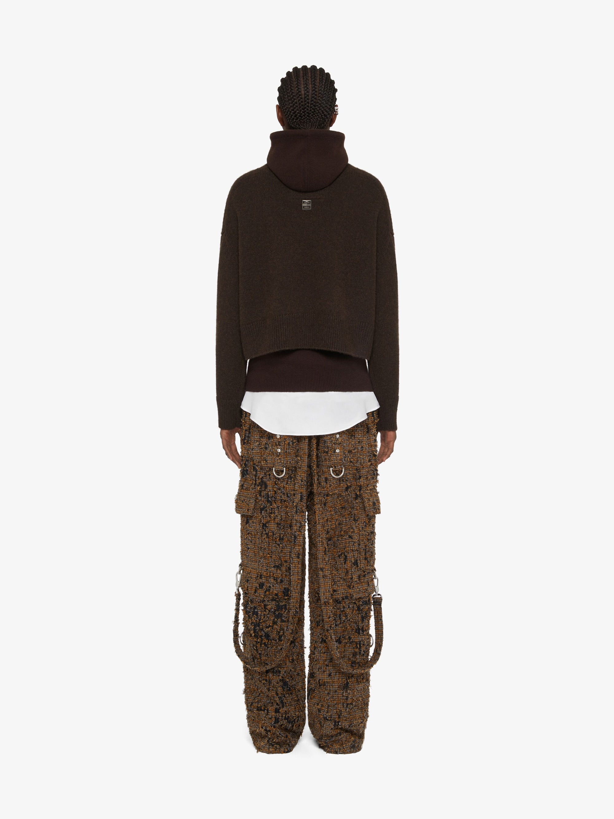 Pull à col roulé cropped en cachemire - Marron Fonce