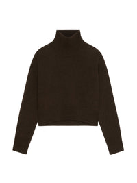 Pull à col roulé cropped en cachemire - Marron Fonce