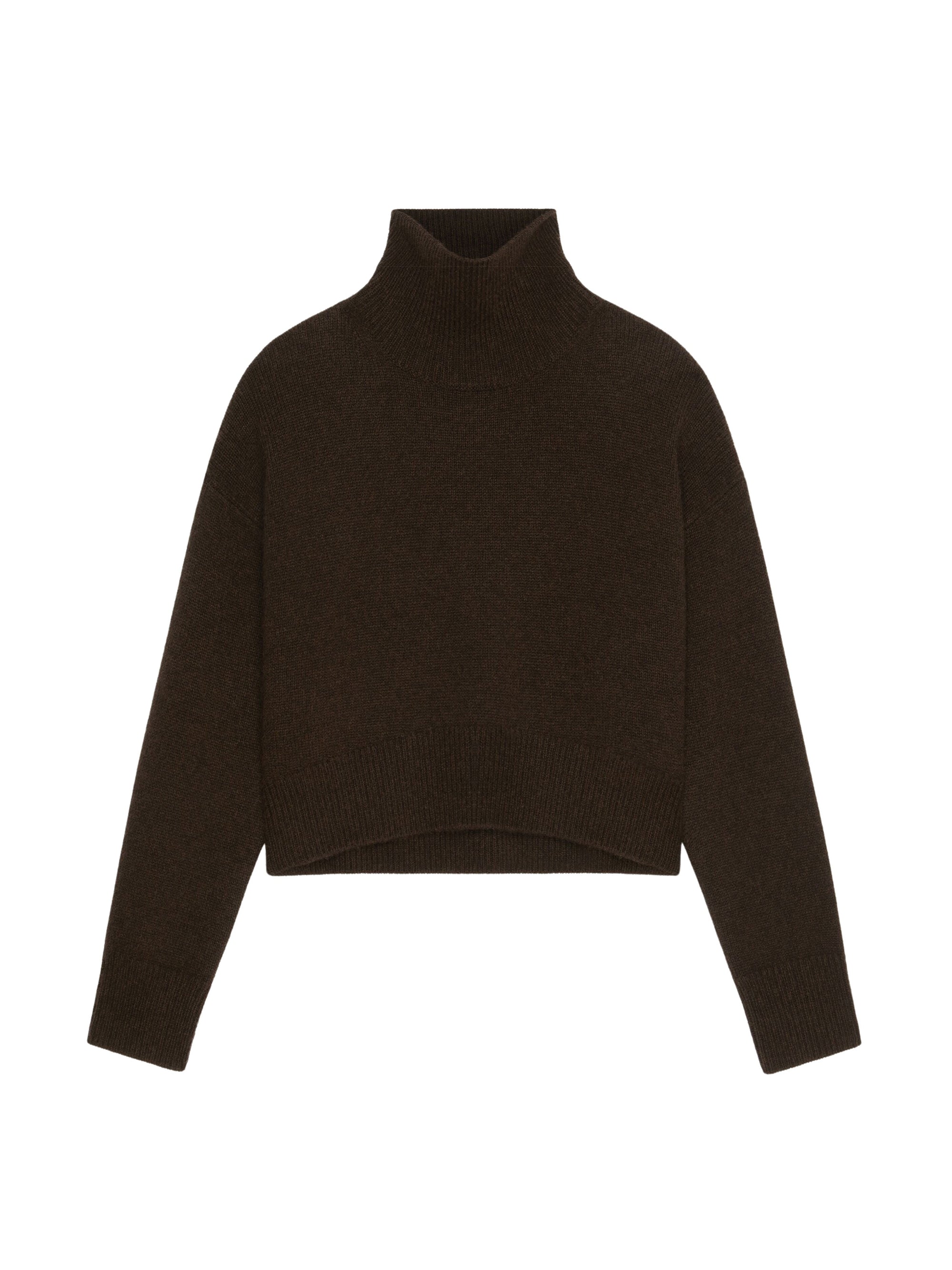 Pull à col roulé cropped en cachemire - Marron Fonce