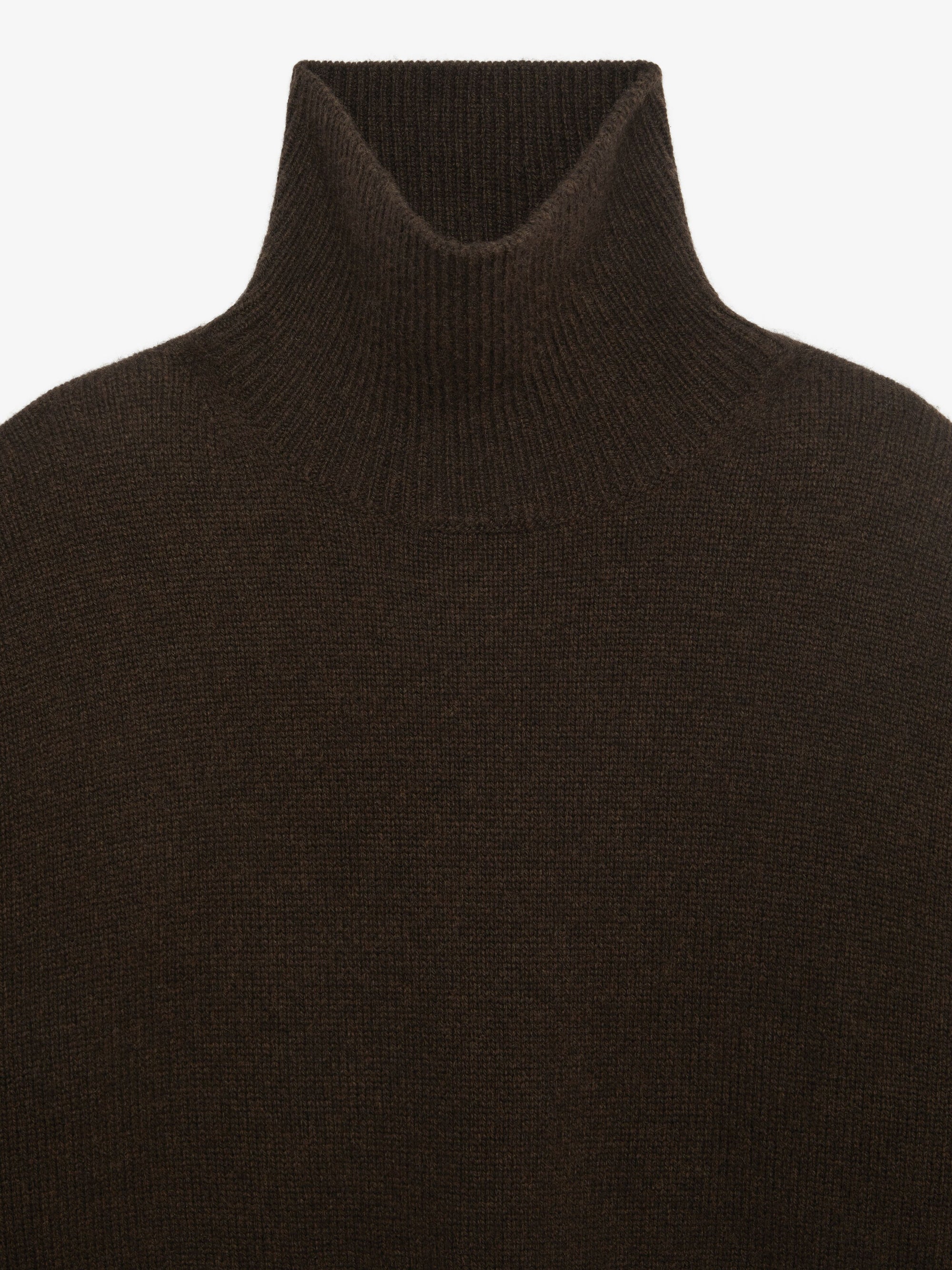 Pull à col roulé cropped en cachemire - Marron Fonce