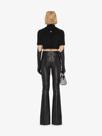 HIGH NECK SHORT SLEEVES CROPPED SWEATER