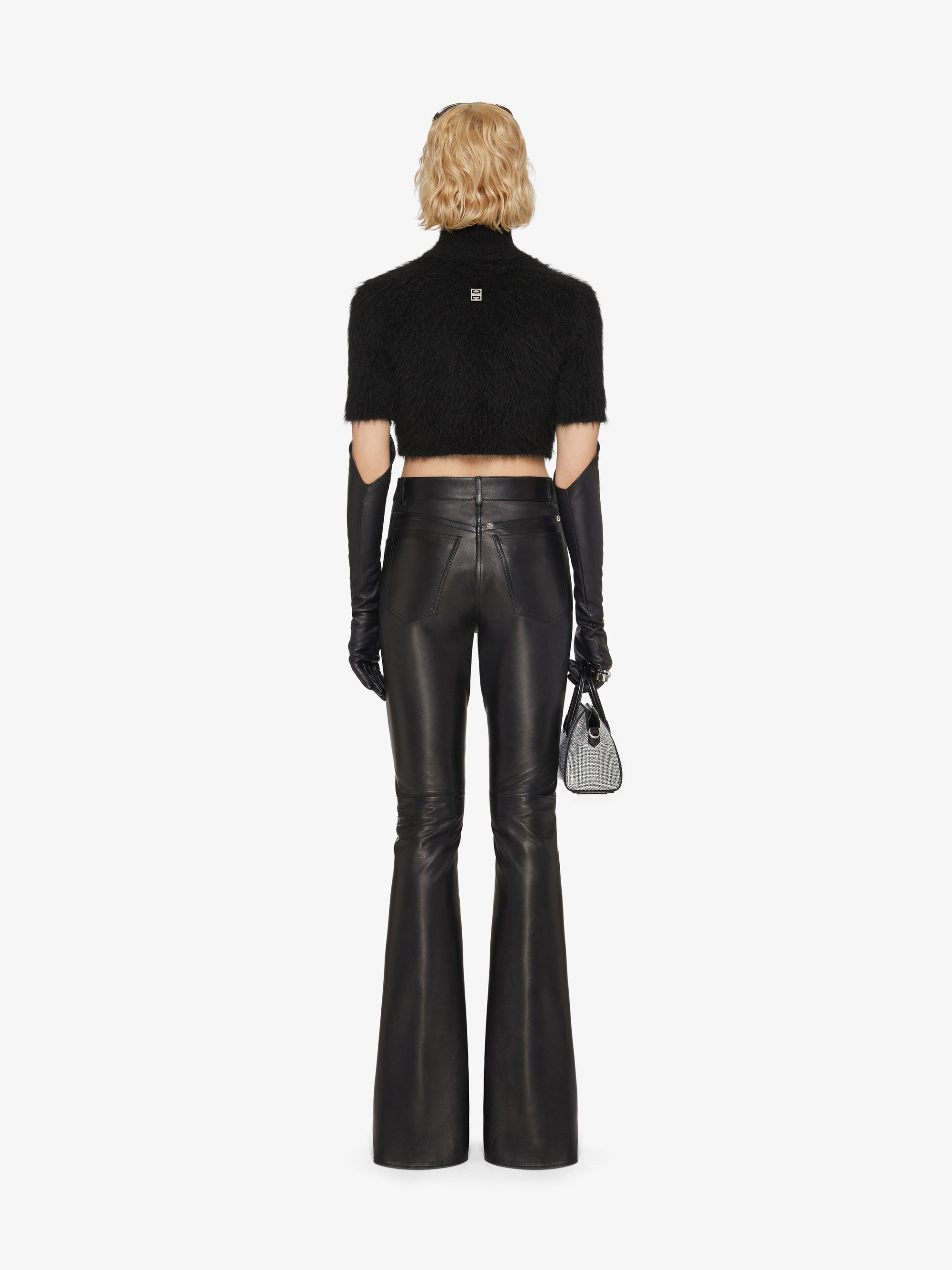 HIGH NECK SHORT SLEEVES CROPPED SWEATER
