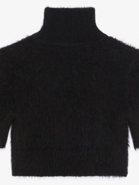 HIGH NECK SHORT SLEEVES CROPPED SWEATER