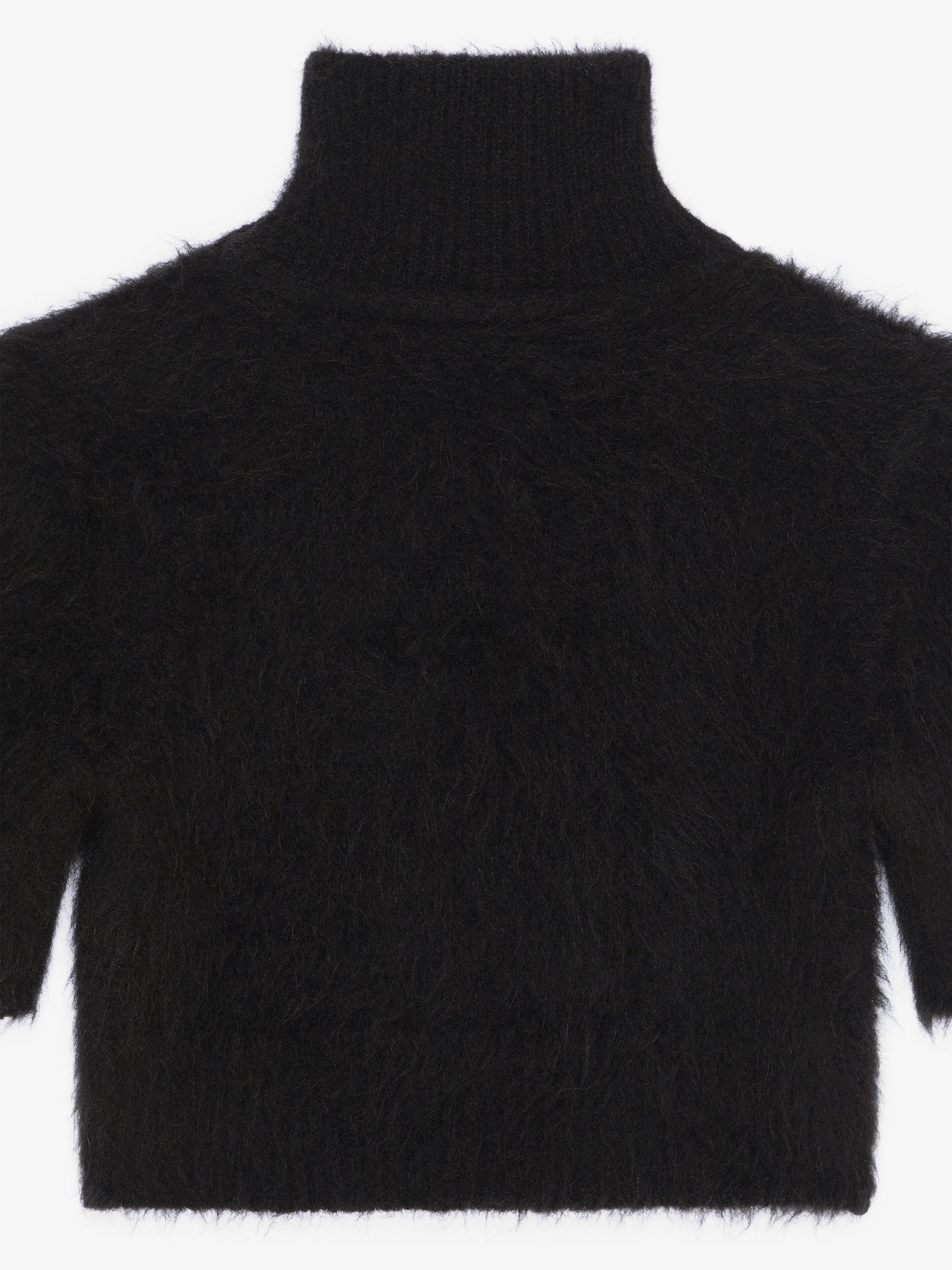 HIGH NECK SHORT SLEEVES CROPPED SWEATER