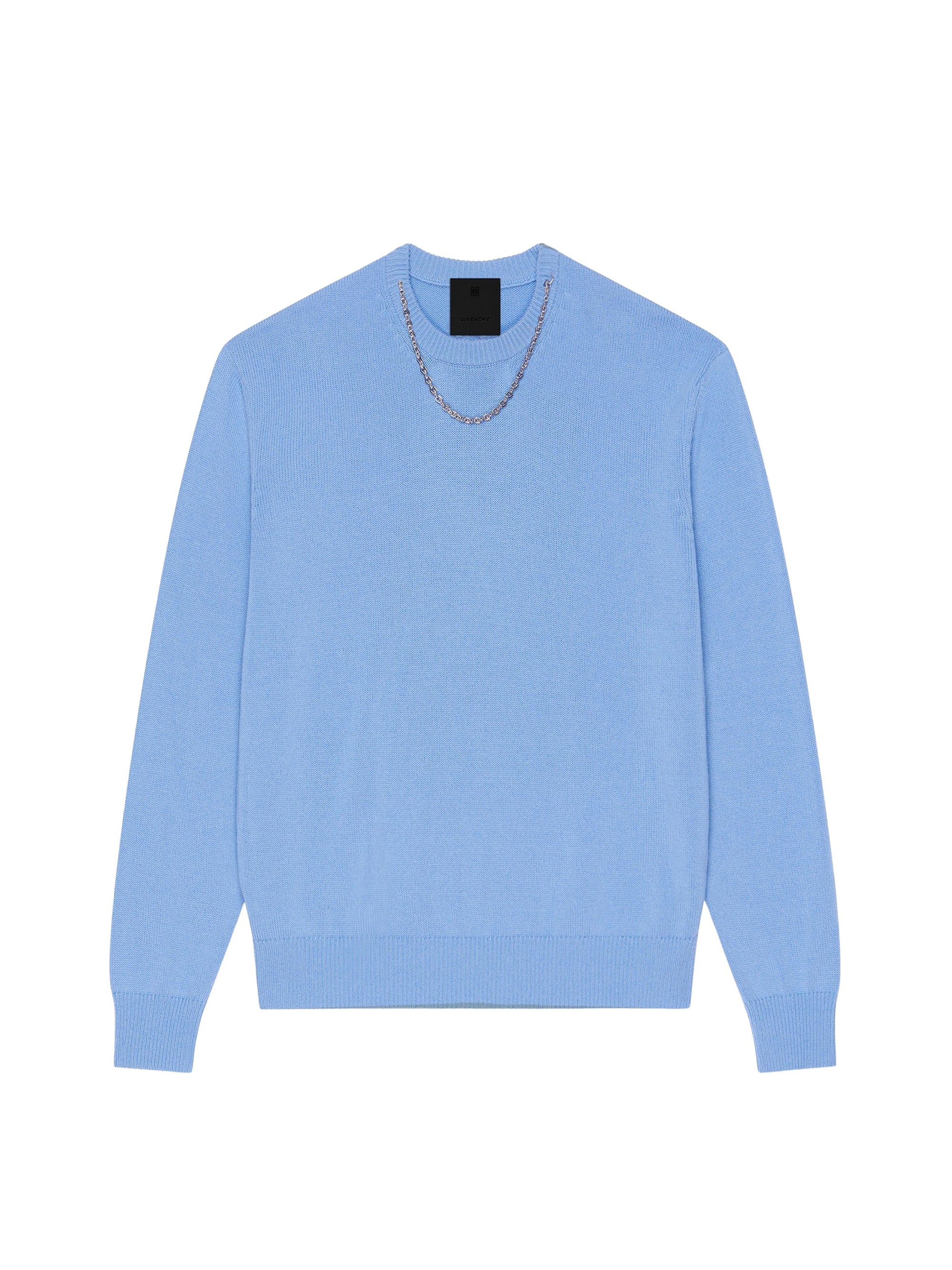 Pull avec détail chaîne en cachemire - Bleuet