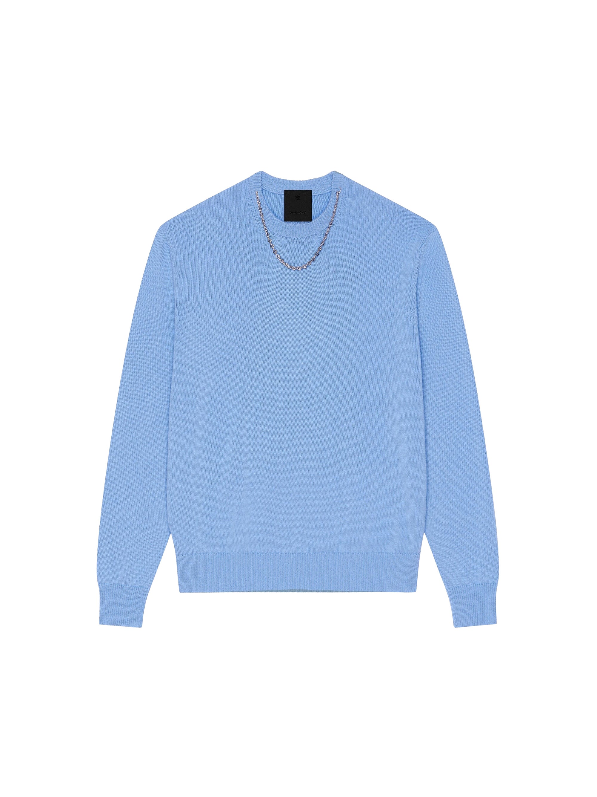 Pull avec détail chaîne en cachemire - Bleuet