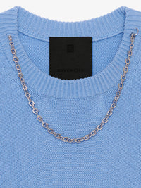 Pull avec détail chaîne en cachemire - Bleuet