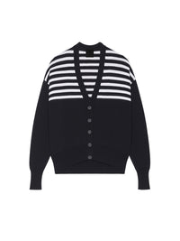 Cardigan col V en laine mélangée - Black