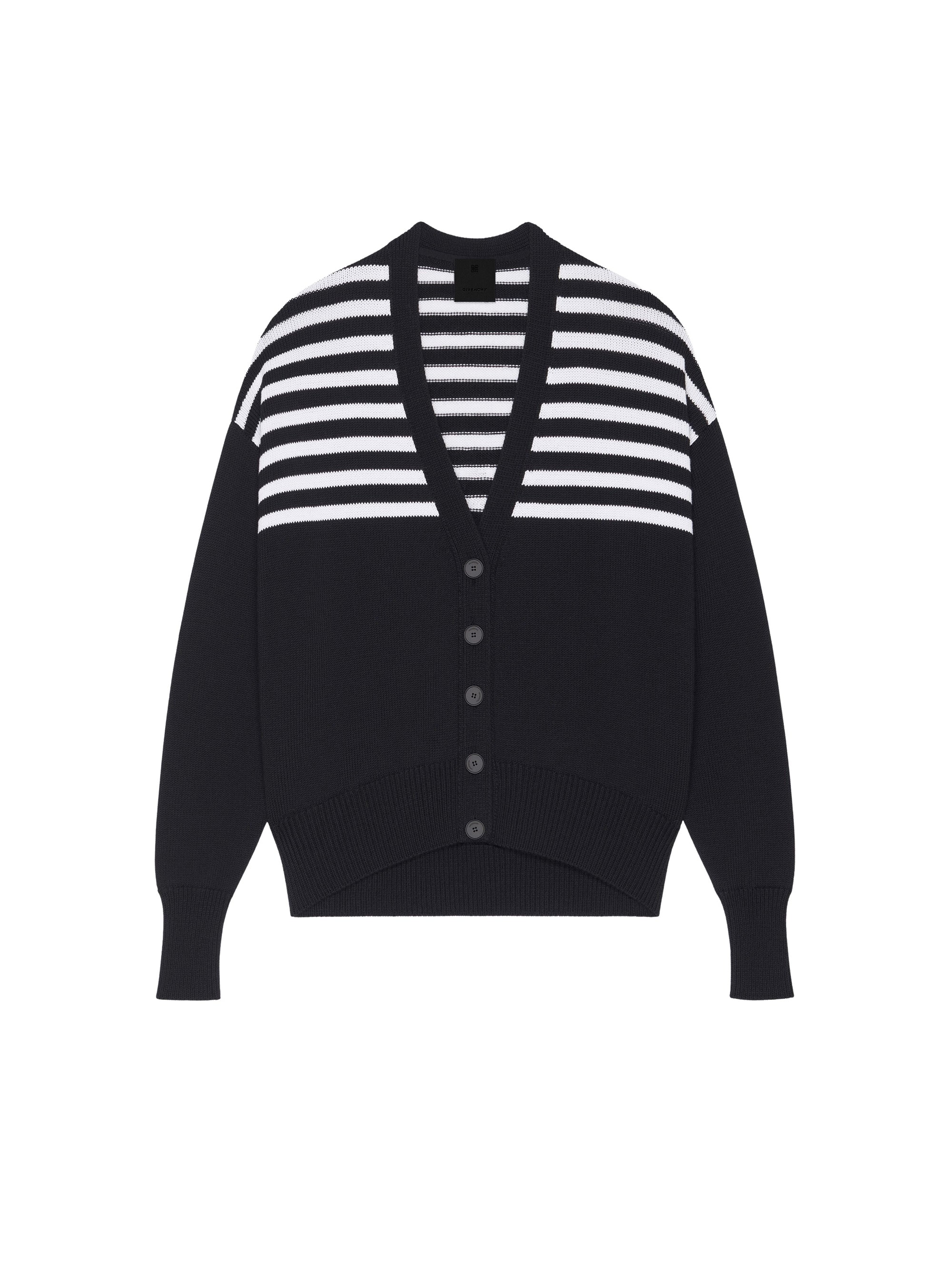 Cardigan col V en laine mélangée - Black