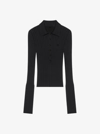 Pull polo à détail 4G en laine - Black