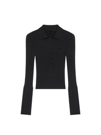 Pull polo à détail 4G en laine - Black
