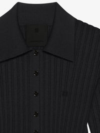 Pull polo à détail 4G en laine - Black