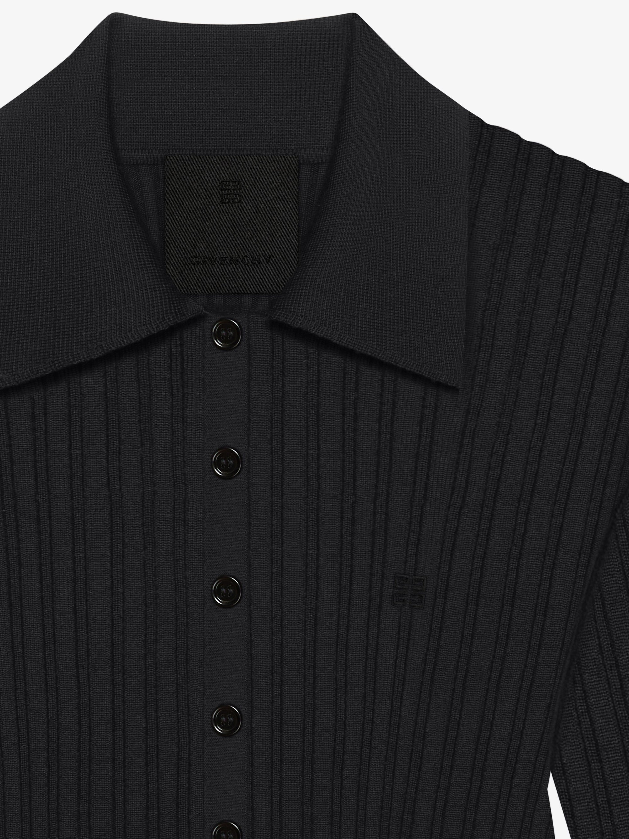 Pull polo à détail 4G en laine - Black