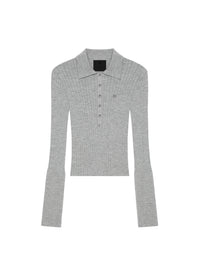 Pull polo à détail 4G en laine - Heather Grey
