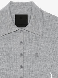 Pull polo à détail 4G en laine - Heather Grey