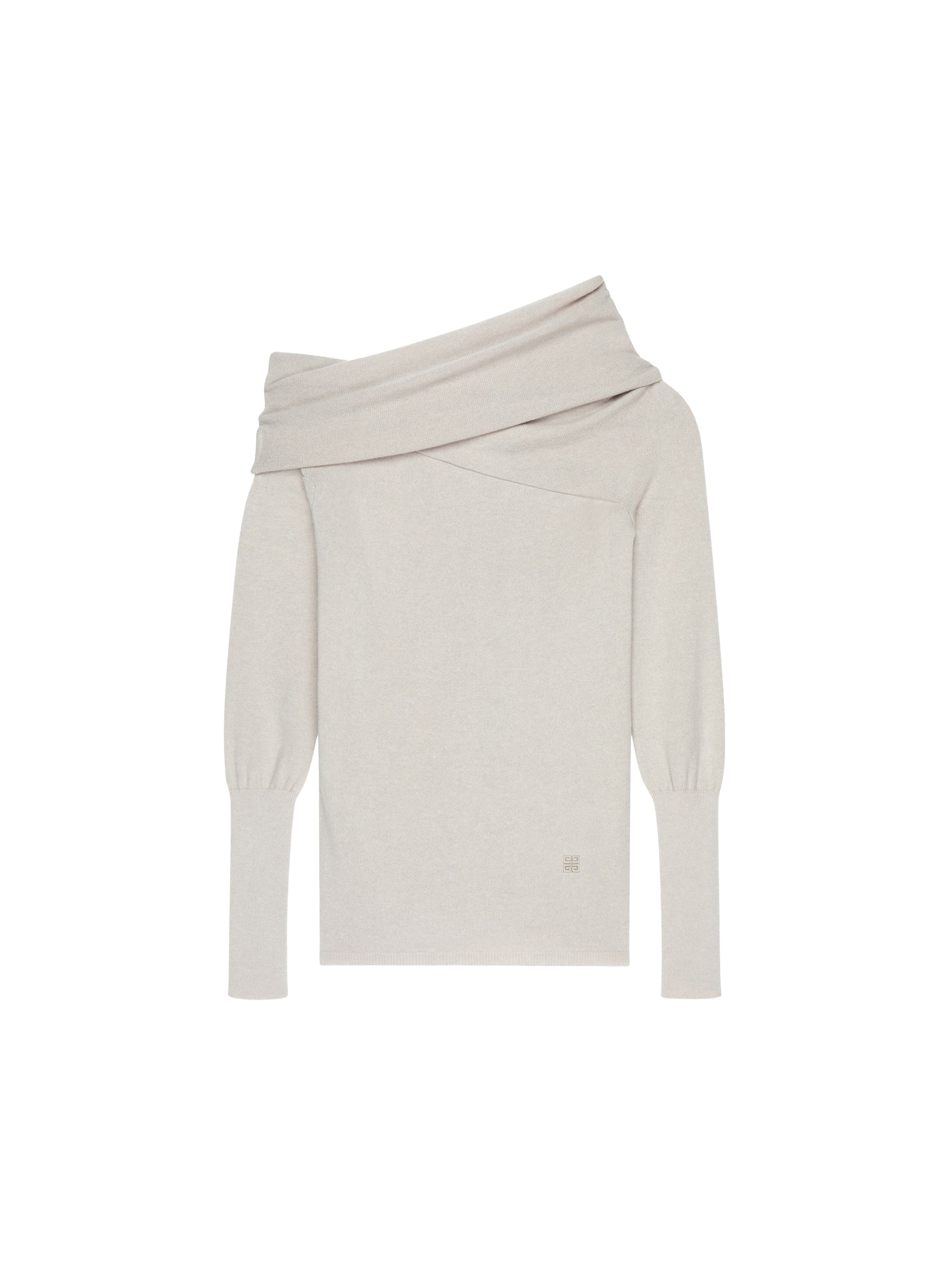 Pull drapé asymétrique en laine - Beige
