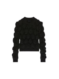 Pull col rond à pompons en laine mélangée - Black